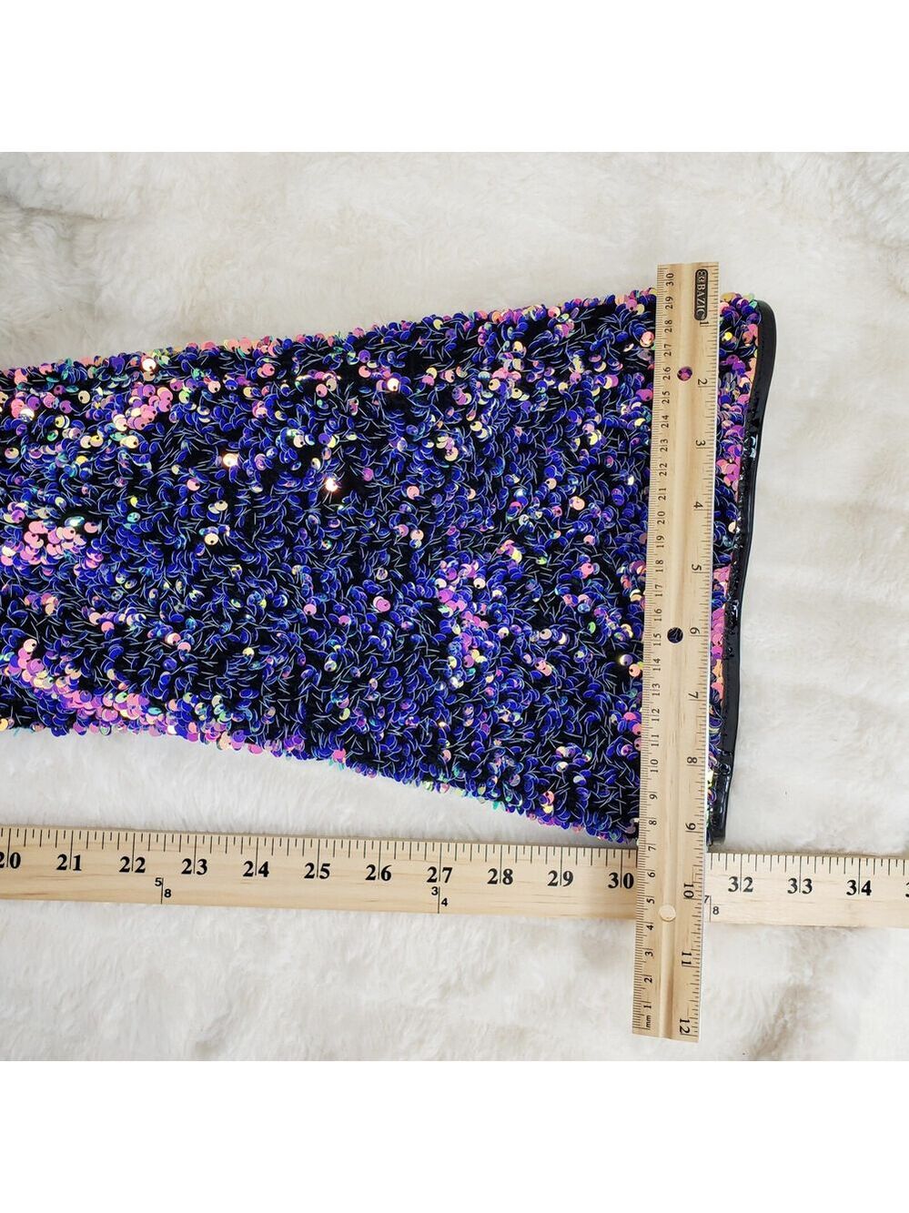 NIB Adore 3020 Purple Multi Sequin High Heel Platform Thigh High Boots - Picture 11 of 14